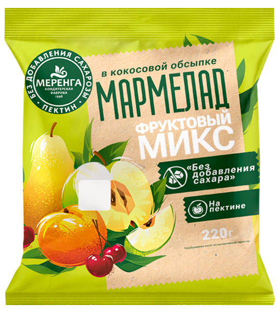  Меренга Мармелад без сахара в кокосовой обсыпке Фруктовый микс, 220г   в Санкт-Петербурге