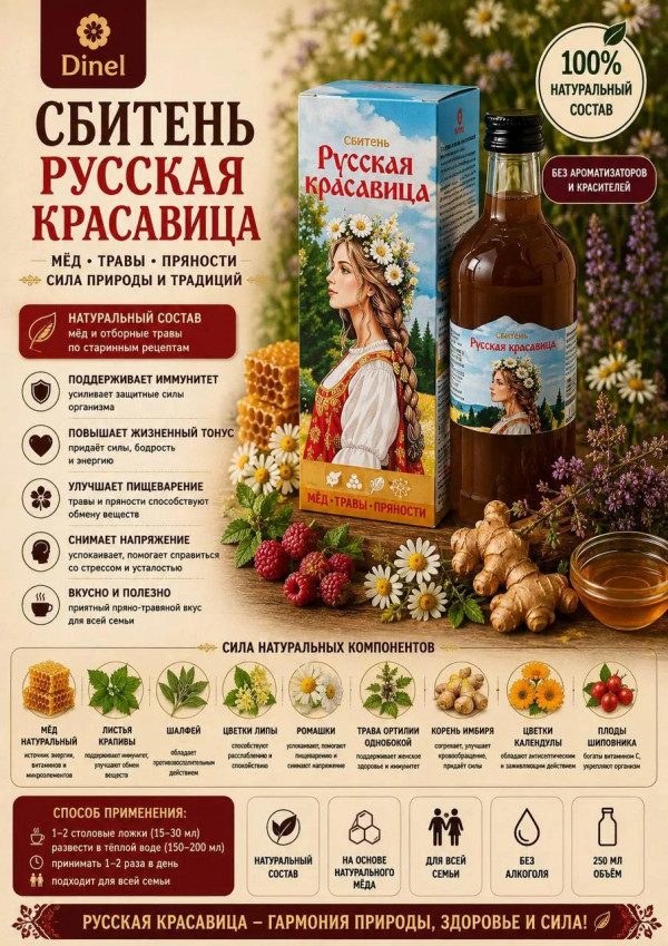 №3 Сбитень Русская красавица, 250мл в Санкт-Петербурге