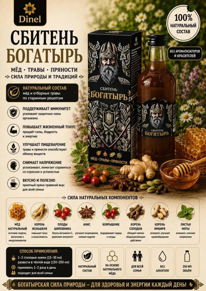  Сбитень Богатырь, 250мл  в Санкт-Петербурге