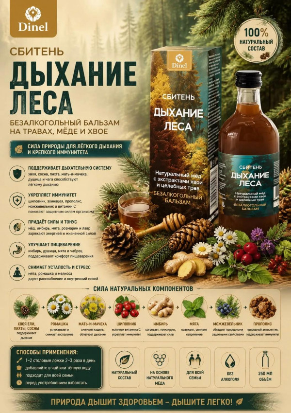 №3 Сбитень Дыхание леса, 250мл  в Санкт-Петербурге
